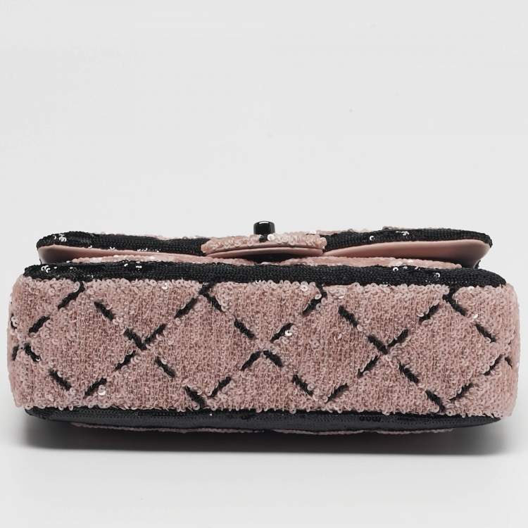 مملوكة مسبقًا Chanel Classic Single Flap Small Pink/Black Sequin Shoulder Bag