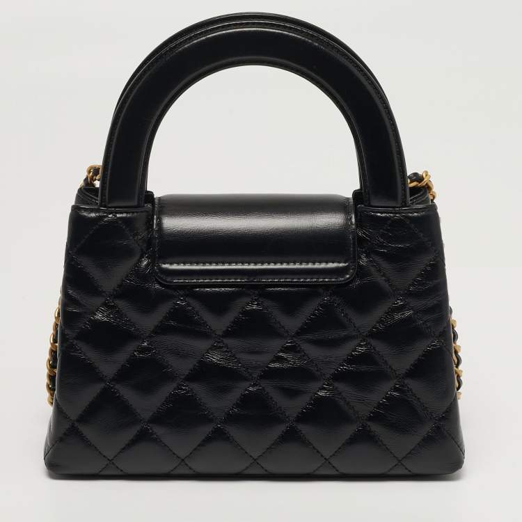 Pre Owned Chanel Kelly Nano Black Quilted Leather Shopper Bag