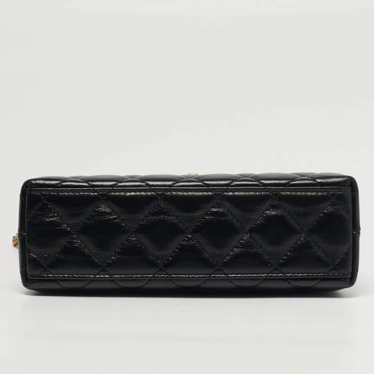 Pre Owned Chanel Kelly Nano Black Quilted Leather Shopper Bag