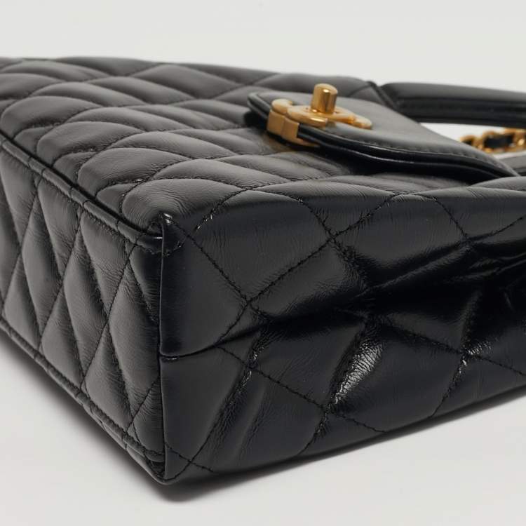 Pre Owned Chanel Kelly Nano Black Quilted Leather Shopper Bag