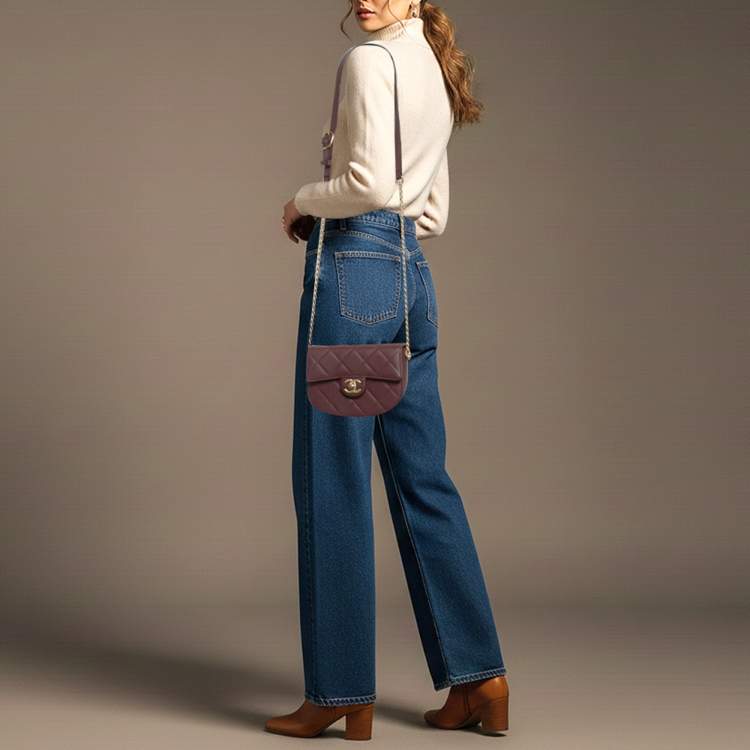 Pre Owned حقيبة رسول شانيل المبطنة جلد كافيار بورجوندي<Color letter="M">