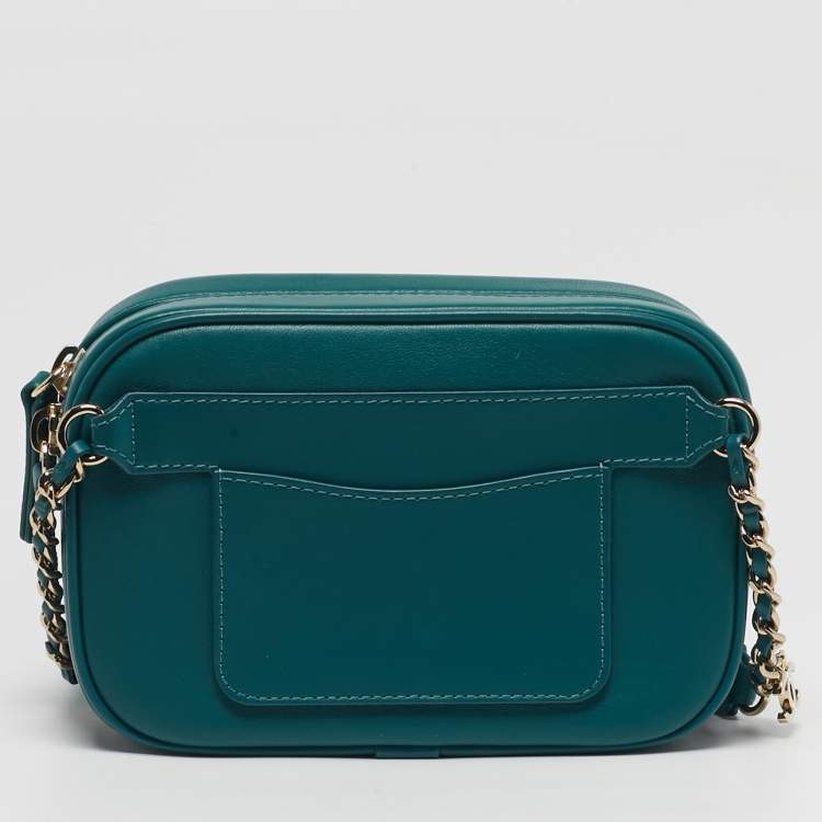 Pre Owned Chanel CC Mania Camera Case Green Leather Waist Bag