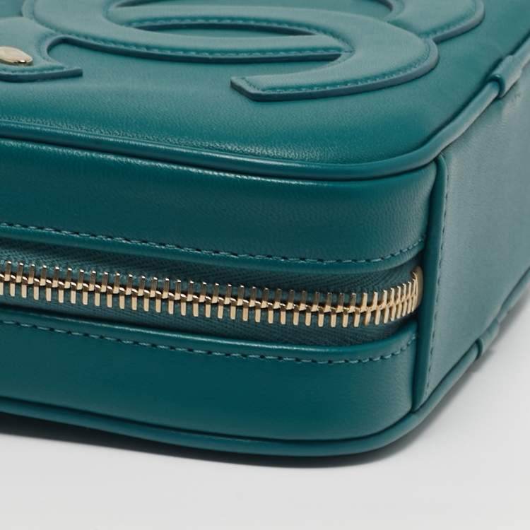 Pre Owned Chanel CC Mania Camera Case Green Leather Waist Bag