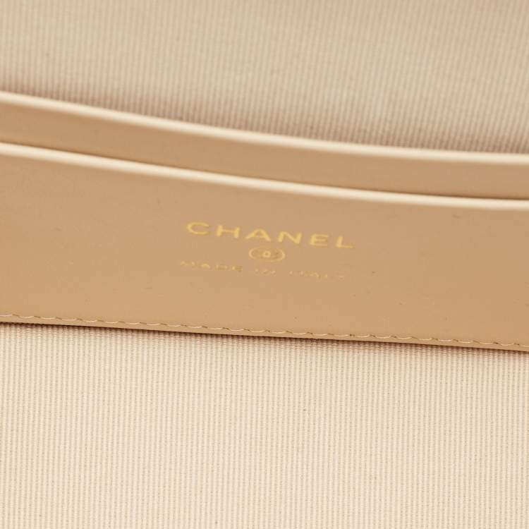 Pre Owned Chanel Vanity Case Slim Beige Quilted Caviar Leather Shoulder Bag