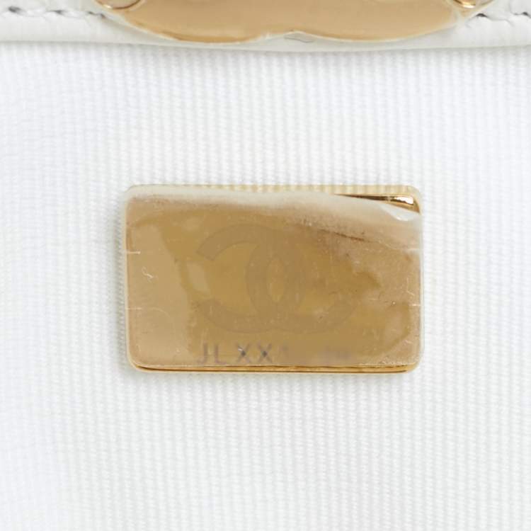 Pre Owned Chanel 31 Mini White Quilted Crumpled Leather Shopping Tote