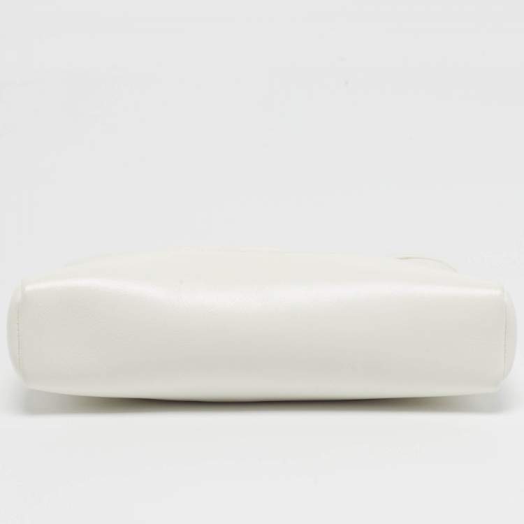 Pre Owned Chanel 31 Mini White Quilted Crumpled Leather Shopping Tote