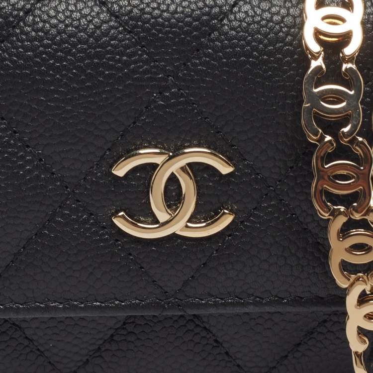Pre Owned Chanel Classic Micro Black Quilted Caviar Leather CC Flap Bag