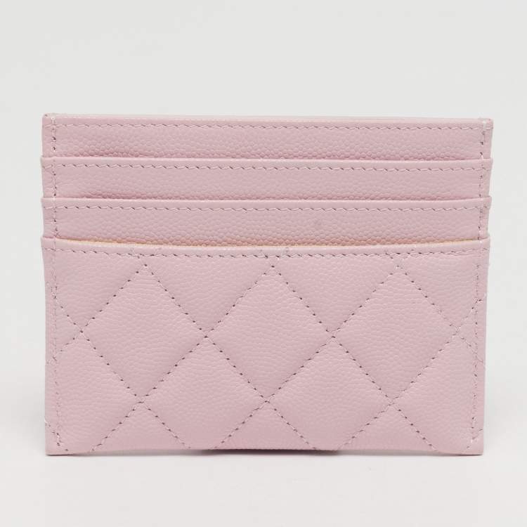 Pre Owned Chanel CC Pink Quilted Leather Card Holder