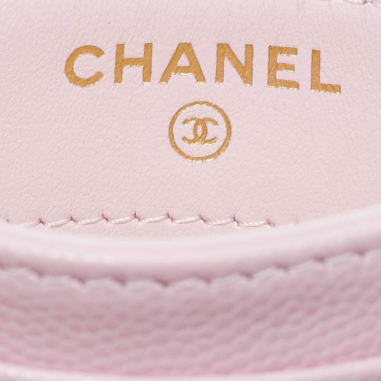 Pre Owned Chanel CC Pink Quilted Leather Card Holder