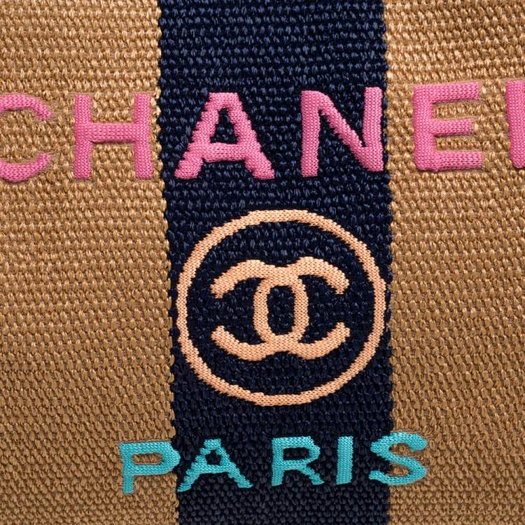 Pre Owned Chanel Multicolor Striped Straw Raffia Large Deauville Shopping Tote