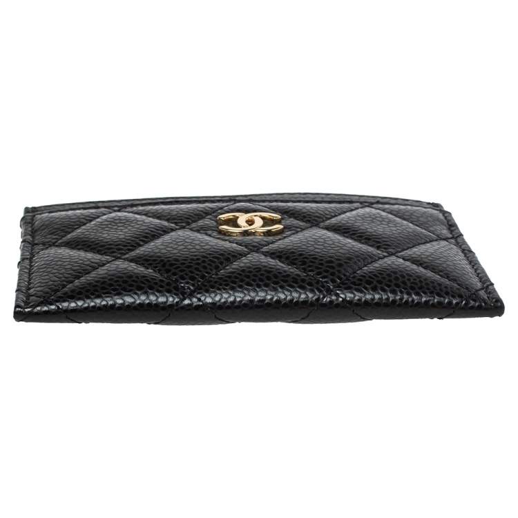 Pre Owned Chanel Black Quilted Caviar Leather Classic Card Holder
