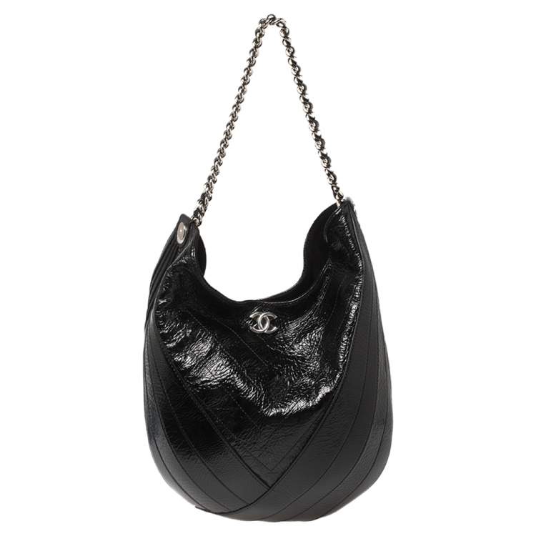 Chanel Crumpled Patent Droplet Hobo Shoulder Bag