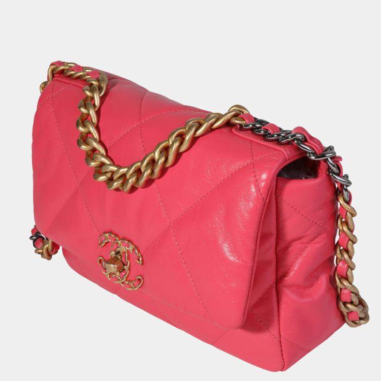 Chanel Pink Quilted Goatskin Medium Chanel 19 Bag Chanel
