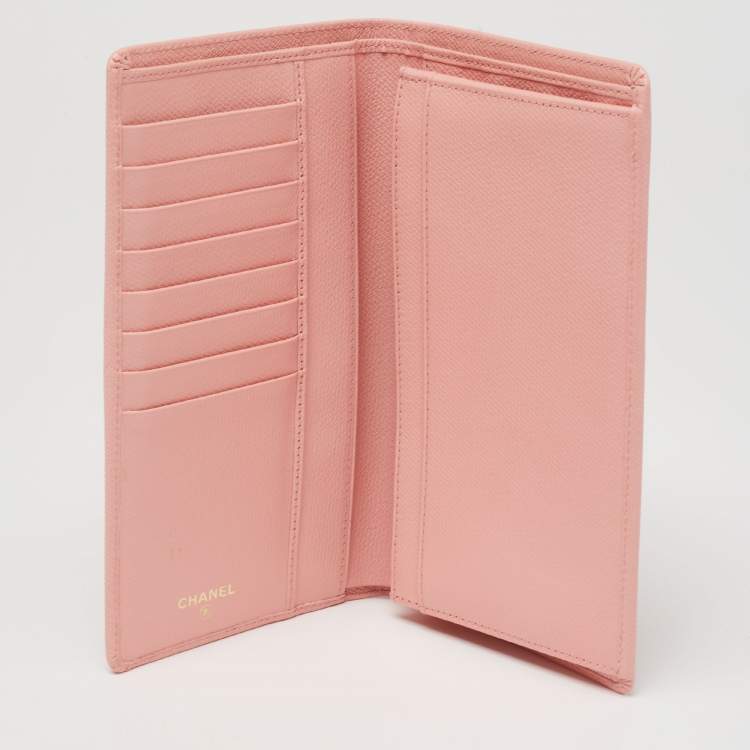 Chanel Light Pink Caviar Leather CC Bifold Long Wallet Chanel