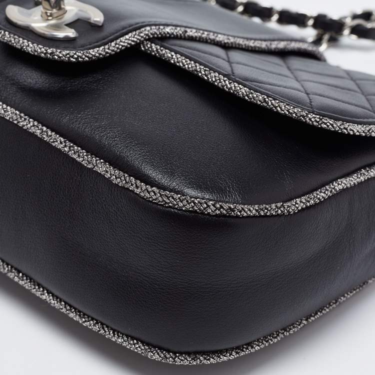 Pre Owned Chanel Black Quilted Leather and Lurex Elementary Chic Flap Bag