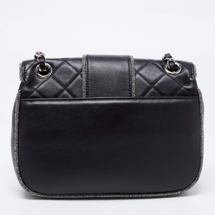 Pre Owned Chanel Black Quilted Leather and Lurex Elementary Chic Flap Bag