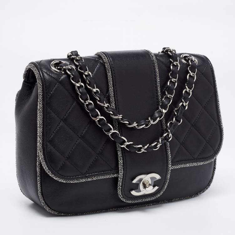 Pre Owned Chanel Black Quilted Leather and Lurex Elementary Chic Flap Bag