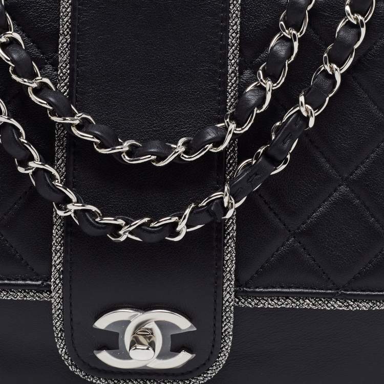 Pre Owned Chanel Black Quilted Leather and Lurex Elementary Chic Flap Bag