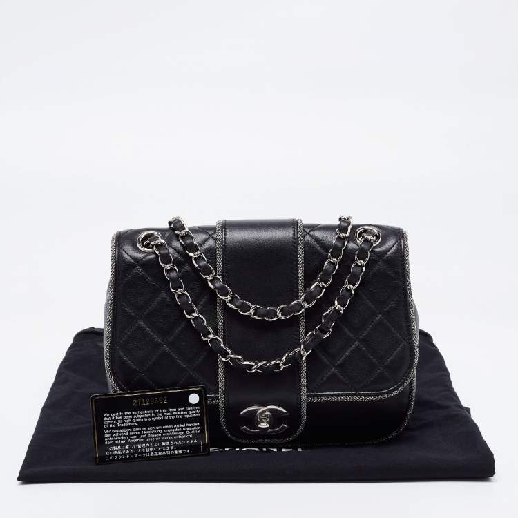 Pre Owned Chanel Black Quilted Leather and Lurex Elementary Chic Flap Bag