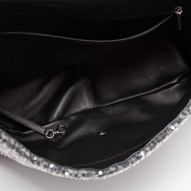 Pre Owned Chanel Grey/Black Sequins Small XXL Travel Flap Bag