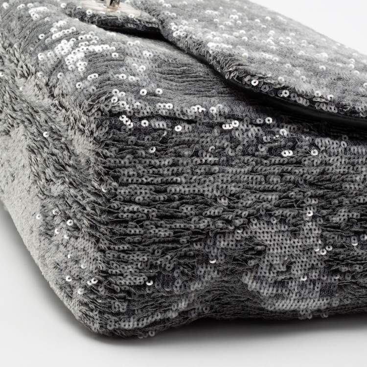Pre Owned Chanel Grey/Black Sequins Small XXL Travel Flap Bag