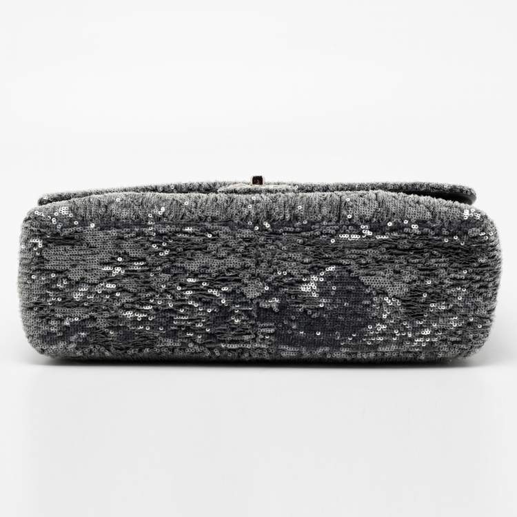 Pre Owned Chanel Grey/Black Sequins Small XXL Travel Flap Bag