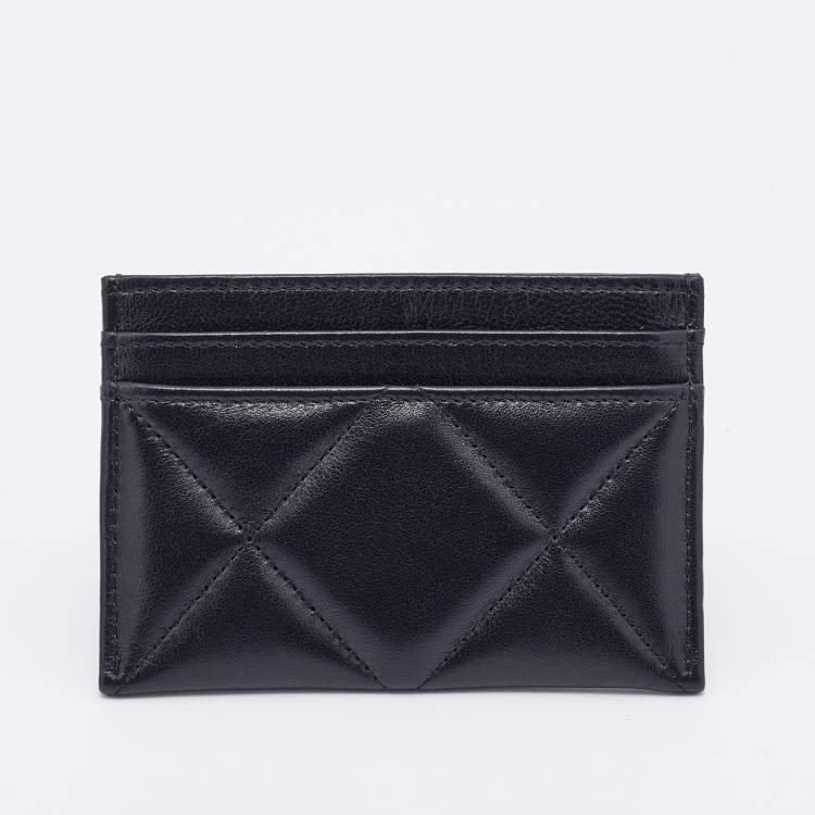 Pre Owned Chanel Black Quilted Leather CC Card Holder