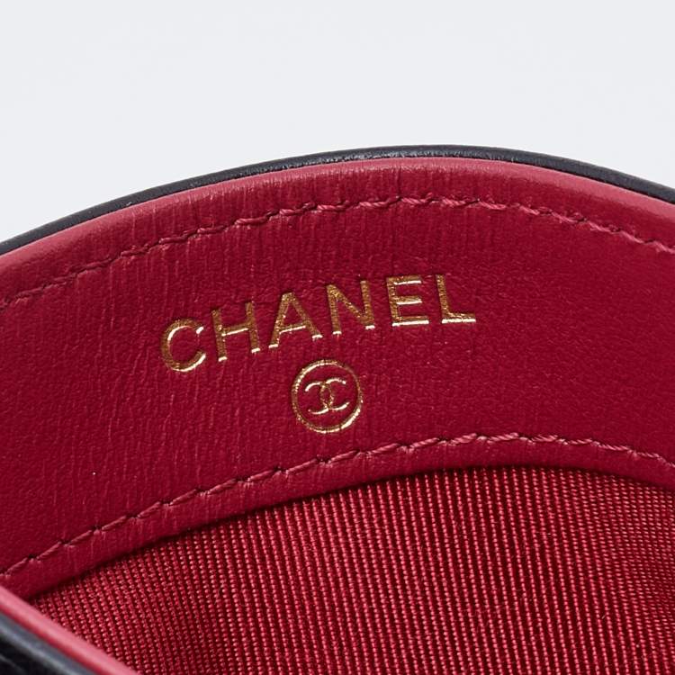 Pre Owned Chanel Black Quilted Leather CC Card Holder