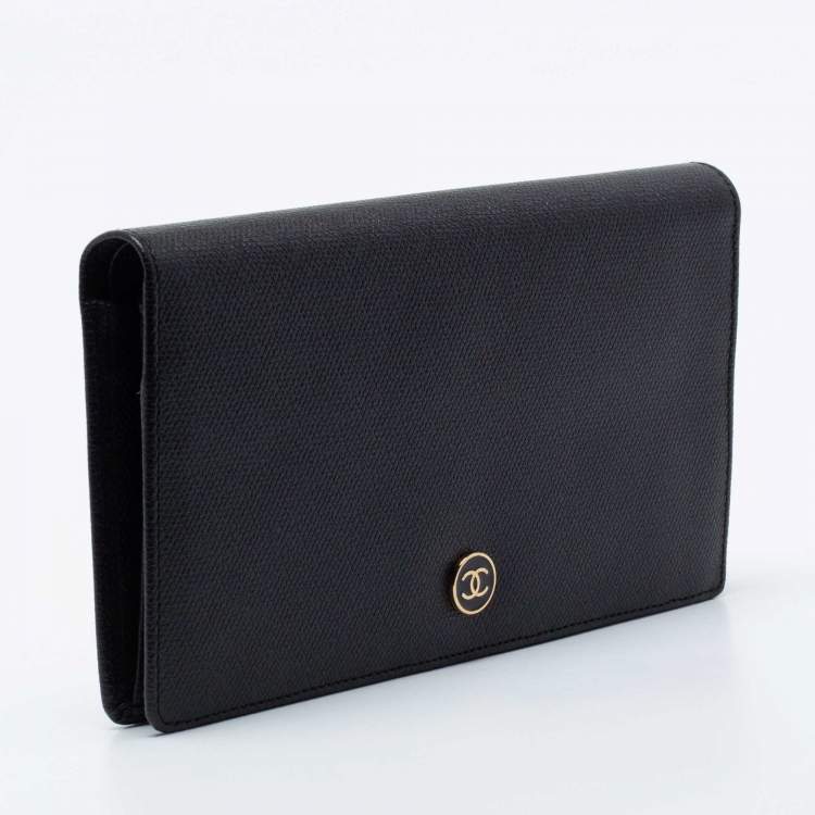 مملوكة مسبقًا Chanel Black Leather Vintage CC Long Bifold Wallet