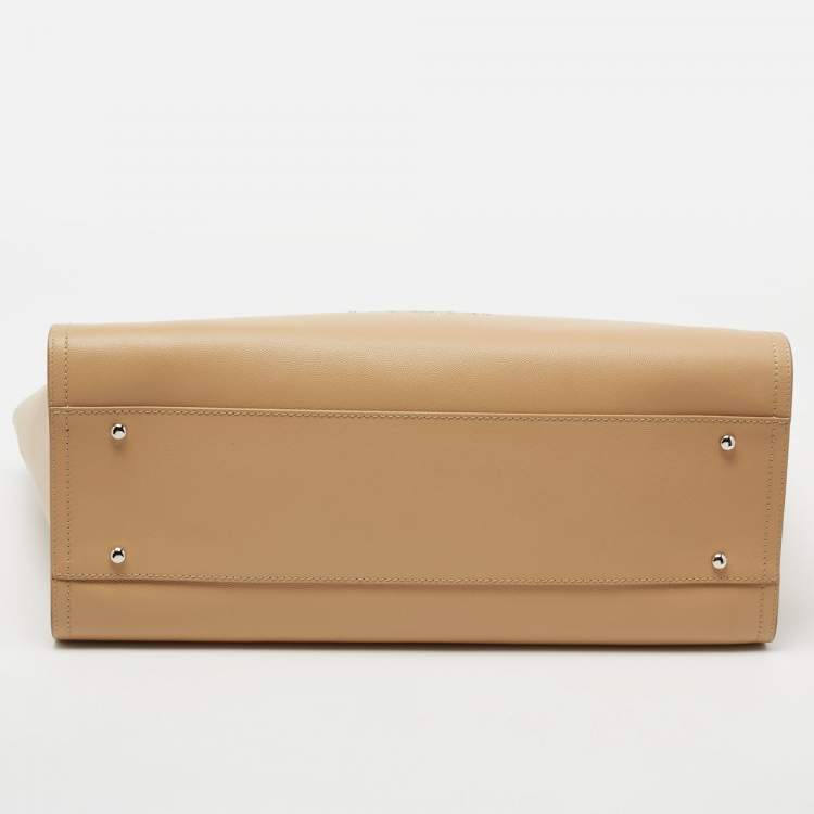 Pre Owned Chanel Beige Leather Large Studded Deauville Tote 