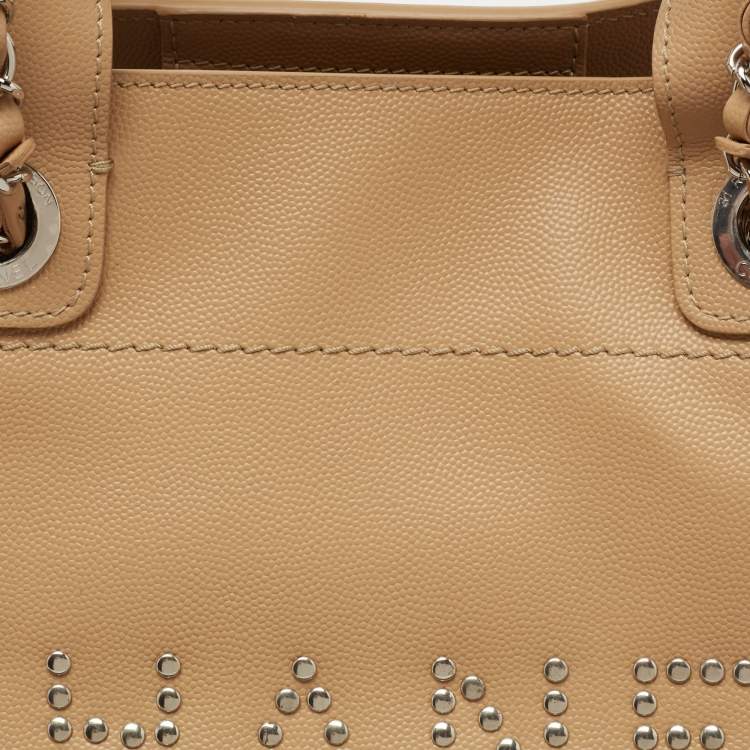 Pre Owned Chanel Beige Leather Large Studded Deauville Tote 