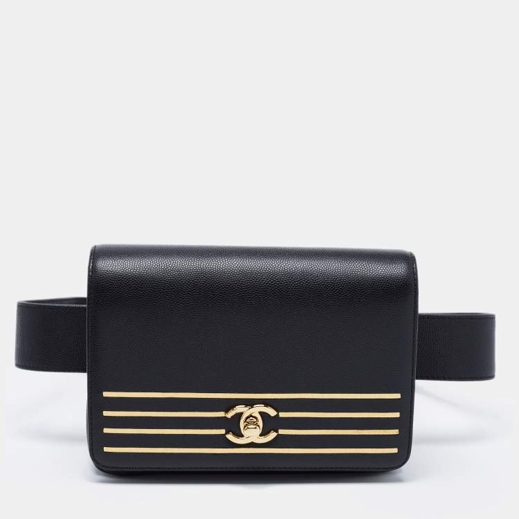 Chanel Black Caviar Leather Captain Gold Waist Bag Chanel | The Luxury  Closet