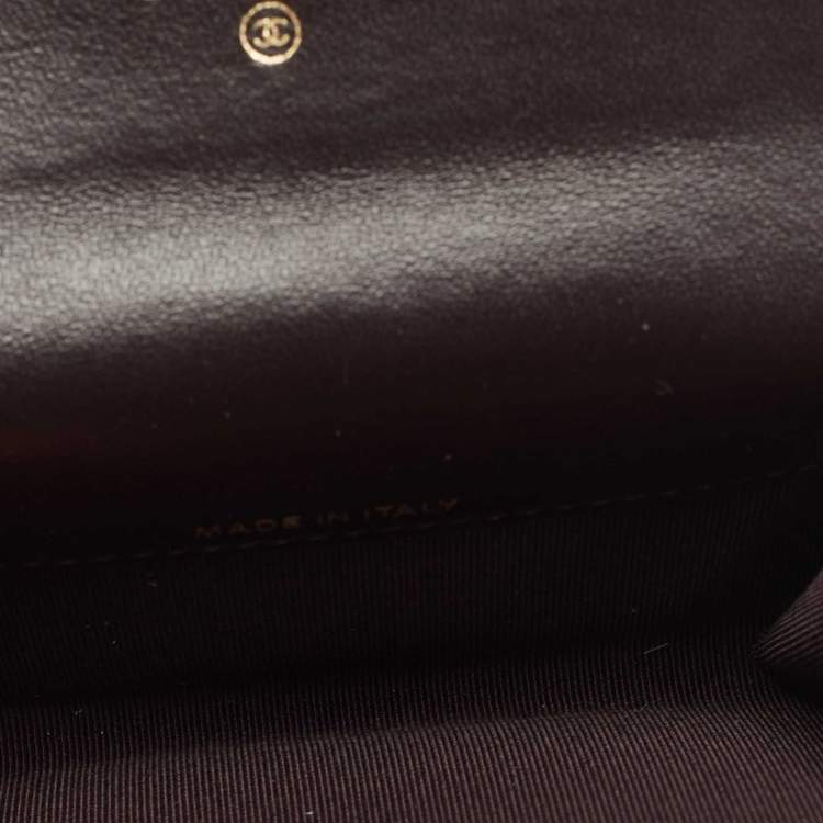 Pre Owned Chanel Dark Brown Quilted Leather CC Classic Flap Card Case