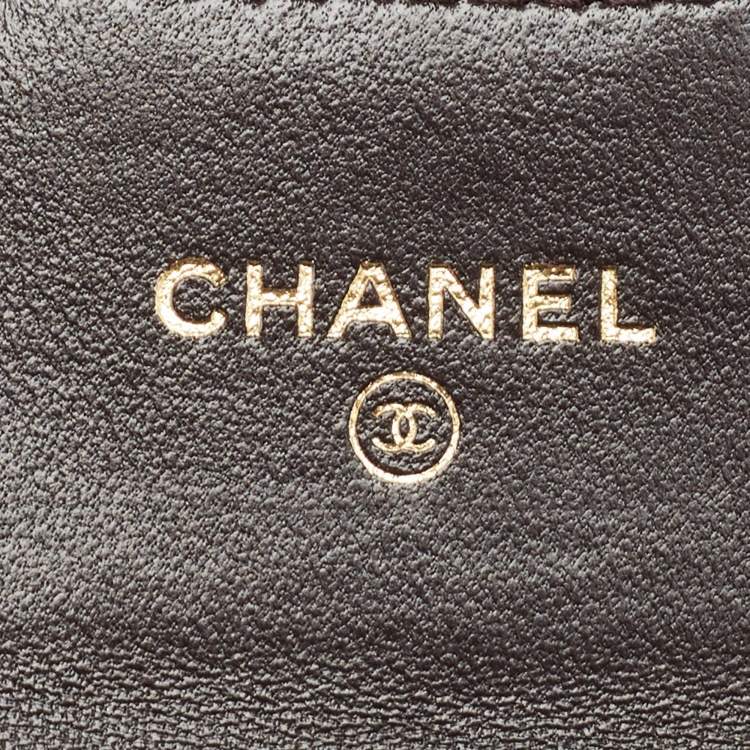 Pre Owned Chanel Dark Brown Quilted Leather CC Classic Flap Card Case