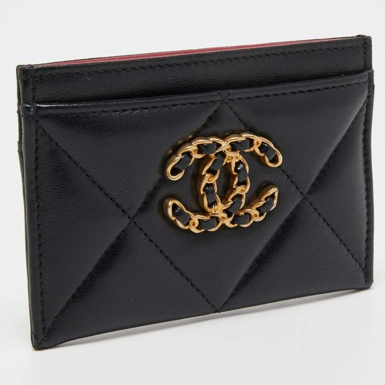 Pre Owned Chanel Black Quilted Leather Chanel 19 Card Holder