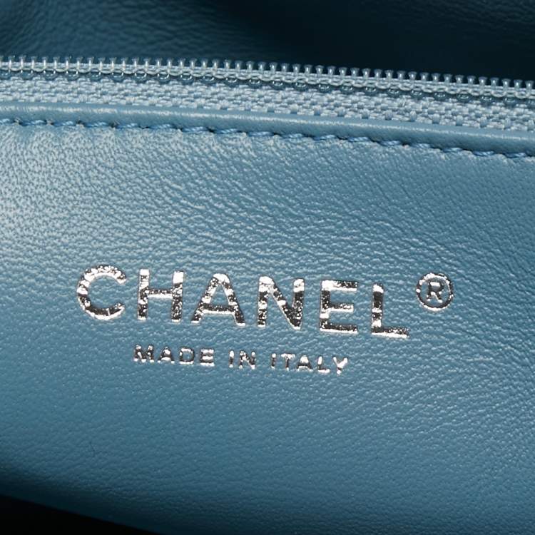 Pre Owned Chanel Blue Sequins Large Waterfall Flap Bag