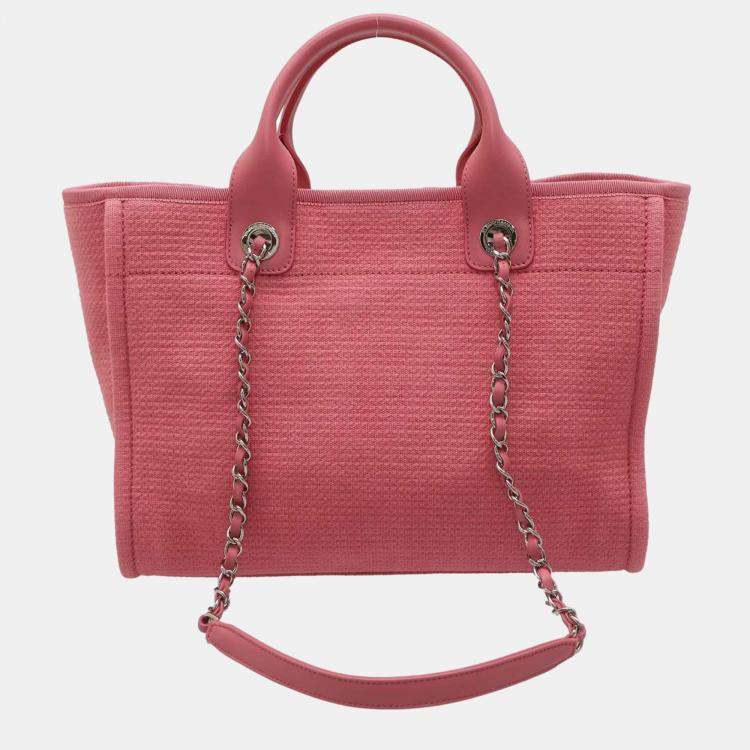 Pre Owned Chanel Pink Canvas Deauville Small Tote Bag