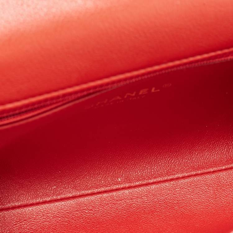 Pre Owned Chanel Red Chevron Leather Coco Waist Belt Bag