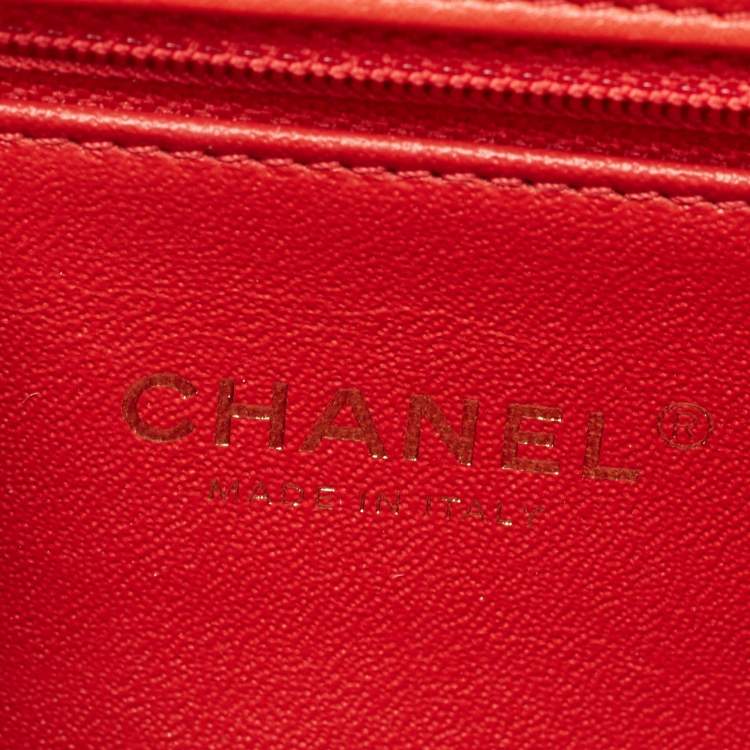 Pre Owned Chanel Red Chevron Leather Coco Waist Belt Bag