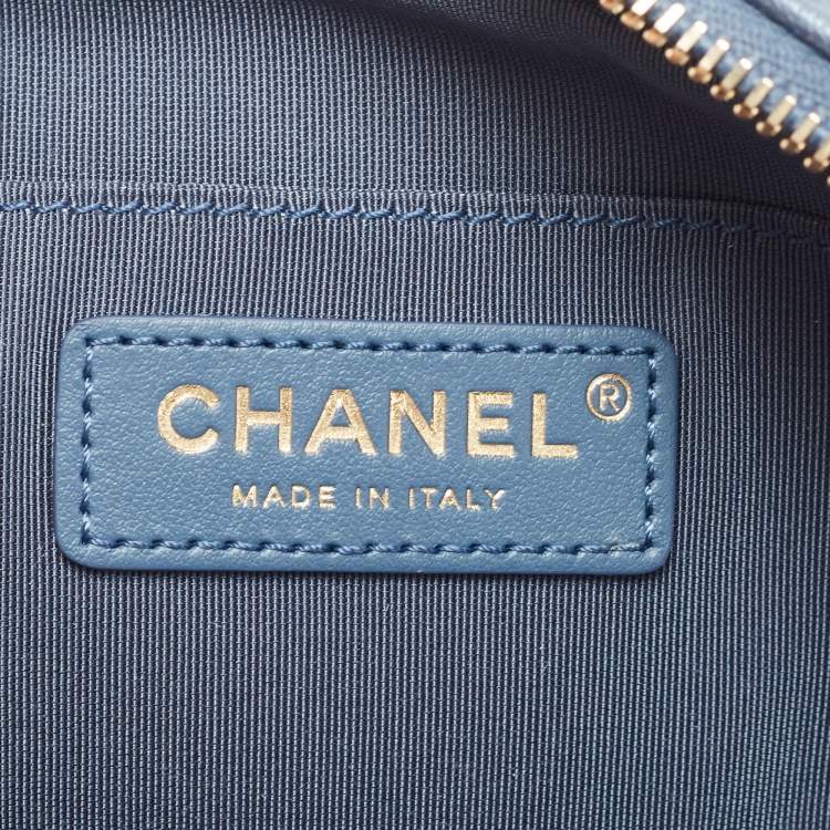 Pre Owned Chanel Metallic Blue Leather Casual Trip Waist Bag