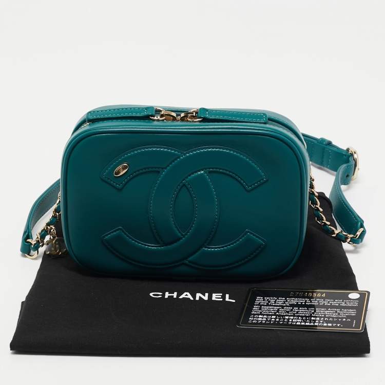 Pre Owned Chanel Green Leather CC Mania Waist Bag