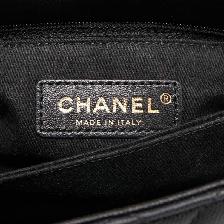 Pre Owned Chanel Black/Burgundy Quilted Caviar Leather Mini Coco Top Handle Bag