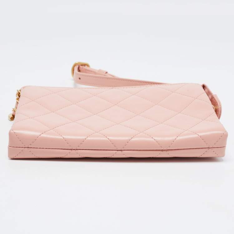 Pre Owned Chanel Pink Quilted Leather Waist Bag