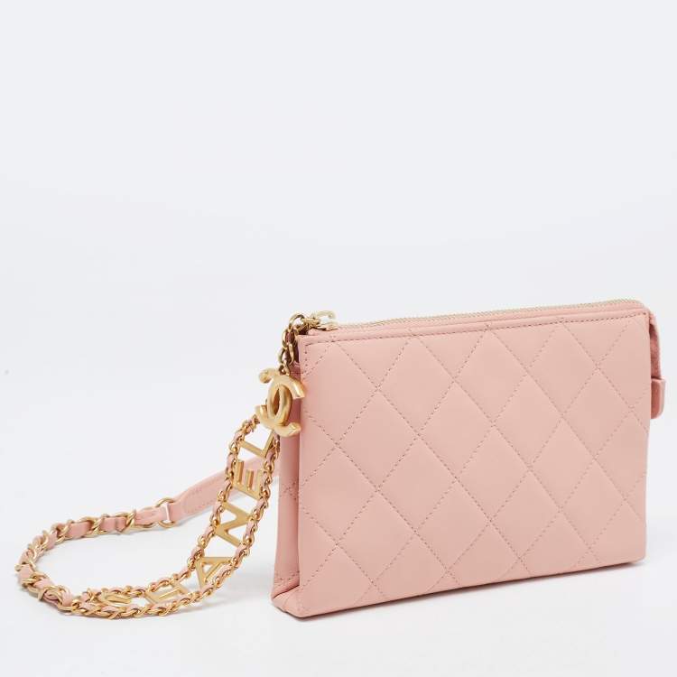 Pre Owned Chanel Pink Quilted Leather Waist Bag