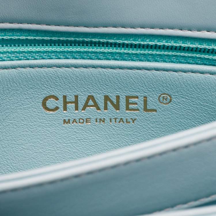 Pre Owned Chanel Green Chevron Leather Small Trendy CC Flap Top Handle Bag