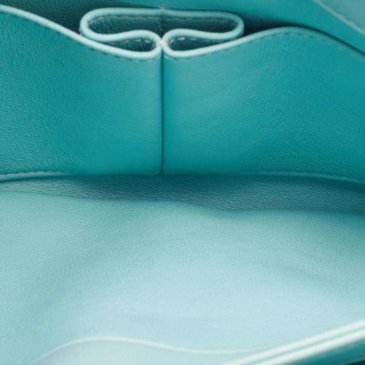 Pre Owned Chanel Green Chevron Leather Small Trendy CC Flap Top Handle Bag