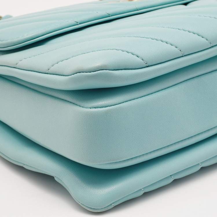 Pre Owned Chanel Green Chevron Leather Small Trendy CC Flap Top Handle Bag