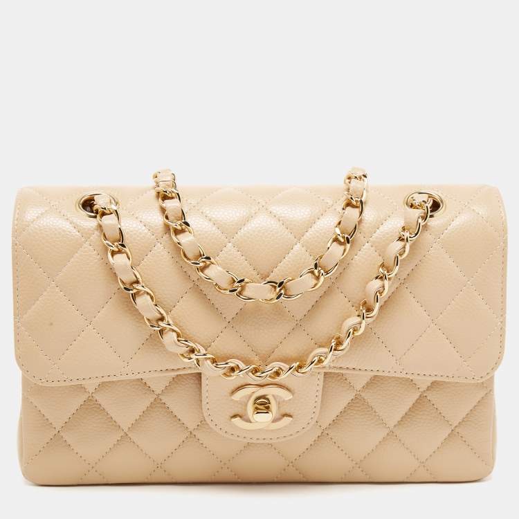 Chanel Light Beige Quilted Caviar Leather Small Classic Double Flap Bag  Chanel | The Luxury Closet