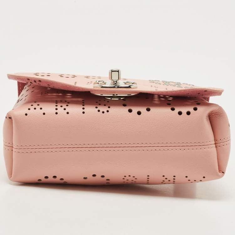 Pre Owned Chanel Pink Leather Eyelet Waist Bag