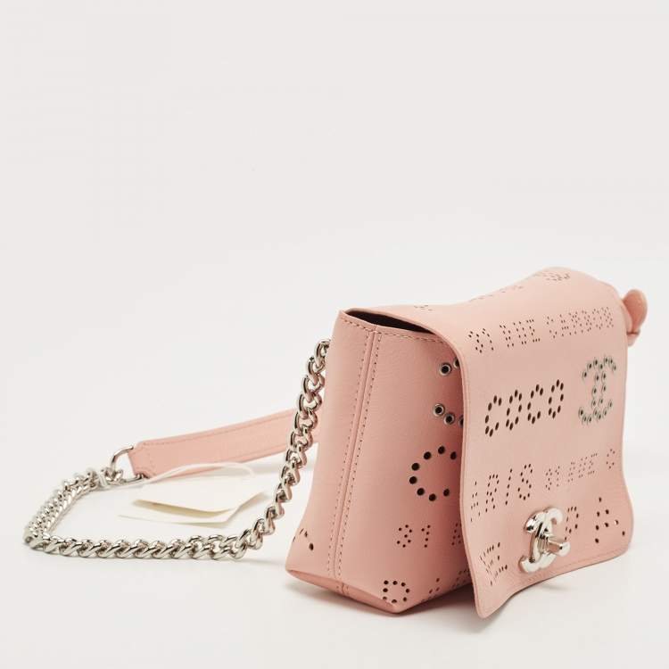 Pre Owned Chanel Pink Leather Eyelet Waist Bag